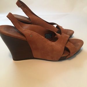 UGG Australia brown suede slingback wedges size 9